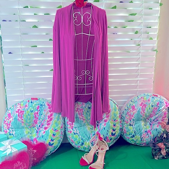 Magenta open front soft jacket - Picture 1 of 5